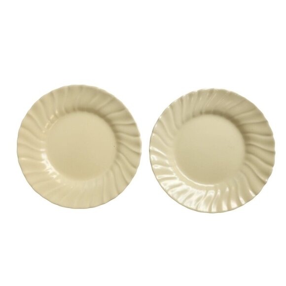 Set of 2 Franciscan Ware Coronado Matte Yellow Plates 6.5 Inch Swirl Rim Vintage - Picture 1 of 10